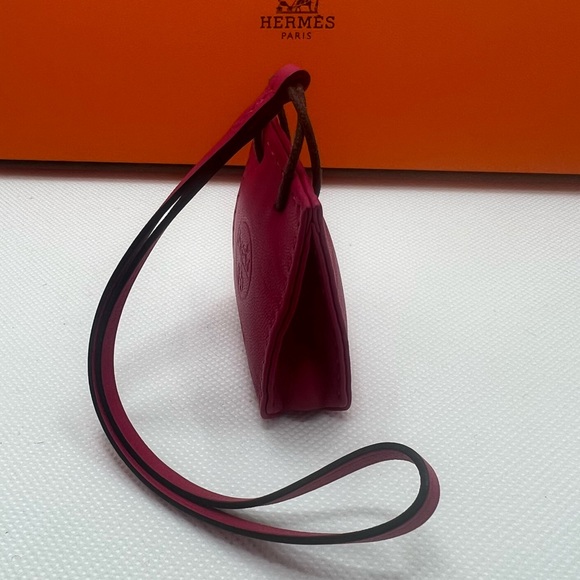 Authentic Hermes Sac Orange Bag Charm in Rose Mexico with Original Box - Picture 7 of 11
